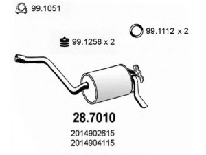 ASSO 28.7010 galinis duslintuvas 
 Išmetimo sistema -> Duslintuvas
2014902615, 2014904115