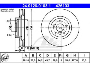 ATE 24.0126-0103.1 stabdžių diskas 
 Stabdžių sistema -> Diskinis stabdys -> Stabdžių diskas
60576811, 60621051