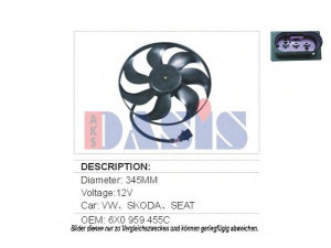 AKS DASIS 048025N ventiliatorius, radiatoriaus 
 Aušinimo sistema -> Oro aušinimas
1C0959455C, 1J0959455M, 6H0959455