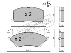 TRUSTING 437.0 stabdžių trinkelių rinkinys, diskinis stabdys 
 Techninės priežiūros dalys -> Papildomas remontas
04465-10020, 04465-10070, 04465-YZZAE