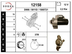 EAI 12158 starteris 
 Elektros įranga -> Starterio sistema -> Starteris
12417798006, 12417804140, 12417812034