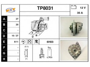 SNRA TP8031 kintamosios srovės generatorius 
 Elektros įranga -> Kint. sr. generatorius/dalys -> Kintamosios srovės generatorius