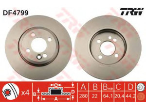 TRW DF4799 stabdžių diskas 
 Dviratė transporto priemonės -> Stabdžių sistema -> Stabdžių diskai / priedai
34116774985, 34116858651, 34116774985