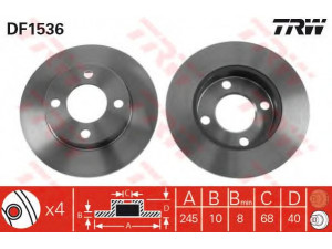 TRW DF1536 stabdžių diskas 
 Dviratė transporto priemonės -> Stabdžių sistema -> Stabdžių diskai / priedai
853615601, 8A0615601, 8AO615601