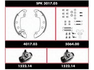 REMSA SPK 3017.05 stabdžių rinkinys, būgniniai stabdžiai 
 Stabdžių sistema -> Būgninis stabdys -> Stabdžių remonto rinkinys
4241-5T