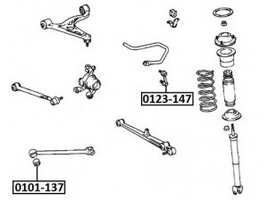 ASVA 0101-137 valdymo svirties/išilginių svirčių įvorė 
 Ašies montavimas/vairavimo mechanizmas/ratai -> Valdymo svirtis/pasukamosios svirties sujungimas -> Montavimas/sutvirtinimas
48725-24070