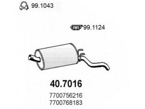 ASSO 40.7016 galinis duslintuvas 
 Išmetimo sistema -> Duslintuvas
7700756216, 7700768183, 7701036265