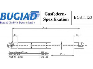 BUGIAD BGS11153 dujinė spyruoklė, bagažinė 
 Priedai -> Bagažinė/pakrovimo skyrius
74870-SWA-A01