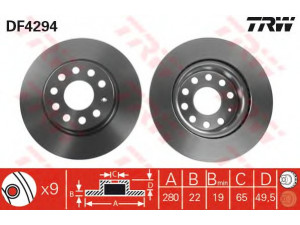 TRW DF4294 stabdžių diskas 
 Dviratė transporto priemonės -> Stabdžių sistema -> Stabdžių diskai / priedai
1K0615301AC, 1K0615301AK, 1K0615301S