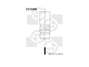 BGA V171006 įleidimo vožtuvas 
 Variklis -> Variklio uždegimo laiko reguliavimo kontrolė -> Vožtuvų eilė -> Vožtuvai/dalys
60811153, 7766564