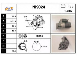 SNRA NI9024 starteris 
 Elektros įranga -> Starterio sistema -> Starteris
2330011M00, 2330011M01, S114357