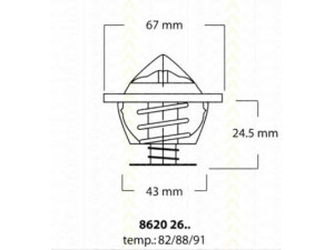 TRISCAN 8620 2682 termostatas, aušinimo skystis 
 Aušinimo sistema -> Termostatas/tarpiklis -> Thermostat
11 53 1 264 668, 11 53 1 265 085