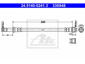 ATE 24.5140-0241.3 stabdžių žarnelė 
 Stabdžių sistema -> Stabdžių žarnelės
7H8 611 733, 7H8 611 779