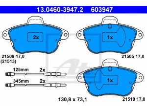 ATE 13.0460-3947.2 stabdžių trinkelių rinkinys, diskinis stabdys 
 Techninės priežiūros dalys -> Papildomas remontas
95 659 640