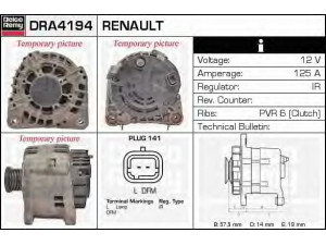 DELCO REMY DRA4194 kintamosios srovės generatorius 
 Elektros įranga -> Kint. sr. generatorius/dalys -> Kintamosios srovės generatorius
7711134314, 8200162474, 8251725