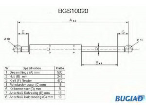 BUGIAD BGS10020 dujinė spyruoklė, bagažinė 
 Priedai -> Bagažinė/pakrovimo skyrius
445827551, 4A5 827 551