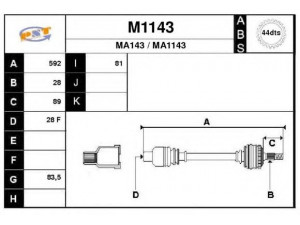 SNRA M1143 kardaninis velenas 
 Ratų pavara -> Kardaninis velenas
GD402550XC