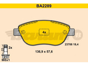 BARUM BA2289 stabdžių trinkelių rinkinys, diskinis stabdys 
 Techninės priežiūros dalys -> Papildomas remontas
4252 53, 4254 92, 77362743, 77364281