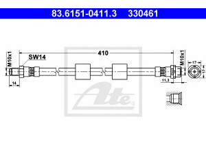 ATE 83.6151-0411.3 stabdžių žarnelė 
 Stabdžių sistema -> Stabdžių žarnelės
34 30 1 165 249, 34 32 1 164 002