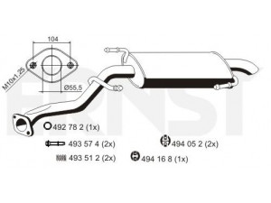 ERNST 687034 galinis duslintuvas 
 Išmetimo sistema -> Duslintuvas
17430-0R020