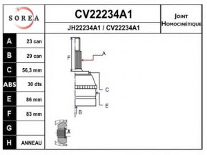 EAI CV22234A1K jungčių komplektas, kardaninis velenas 
 Ratų pavara -> Sujungimai/komplektas