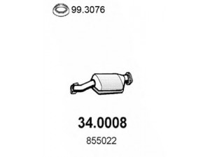 ASSO 34.0008 katalizatoriaus keitiklis 
 Išmetimo sistema -> Katalizatoriaus keitiklis
855022, 855070, 855161, 855210