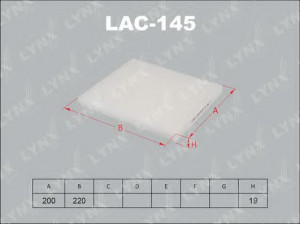 LYNXauto LAC-145 filtras, salono oras 
 Techninės priežiūros dalys -> Techninės priežiūros intervalai
08974-00850, 87139-YZZ07, 88508-22030