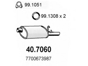 ASSO 40.7060 galinis duslintuvas 
 Išmetimo sistema -> Duslintuvas
7700673986, 7700673987
