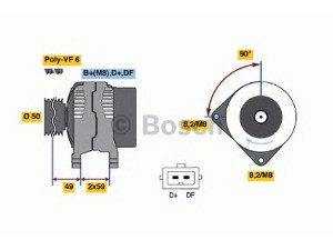 BOSCH 0 123 515 020 kintamosios srovės generatorius 
 Elektros įranga -> Kint. sr. generatorius/dalys -> Kintamosios srovės generatorius
1076005, 97VW 10300 EA, 028 903 026 G