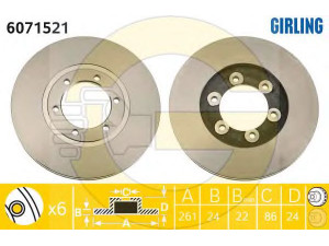 GIRLING 6071521 stabdžių diskas 
 Stabdžių sistema -> Diskinis stabdys -> Stabdžių diskas
0K60A33251, 0K60A33251A, 0K60A33251AC