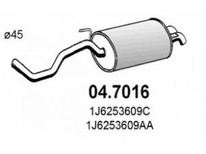 ASSO 04.7016 galinis duslintuvas 
 Išmetimo sistema -> Duslintuvas
1J6253609AA, 1J6253609AN, 1J6253609C