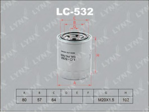 LYNXauto LC-532 alyvos filtras 
 Techninės priežiūros dalys -> Techninės priežiūros intervalai
J8060266, 15601-87305-000, 15601-87310-LOC