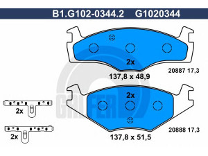 GALFER B1.G102-0344.2 stabdžių trinkelių rinkinys, diskinis stabdys 
 Techninės priežiūros dalys -> Papildomas remontas
867 698 151