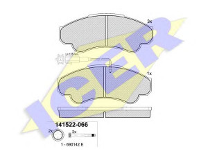 ICER 141522-066 stabdžių trinkelių rinkinys, diskinis stabdys 
 Techninės priežiūros dalys -> Papildomas remontas
4252.45, 4254.59, 7 736 221 6, 9 949 362