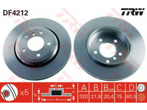 TRW DF4212 stabdžių diskas 
 Dviratė transporto priemonės -> Stabdžių sistema -> Stabdžių diskai / priedai
34201166073, 34216855157, 34216864052