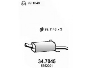 ASSO 34.7045 galinis duslintuvas 
 Išmetimo sistema -> Duslintuvas
5852062, 5852091, 90530904