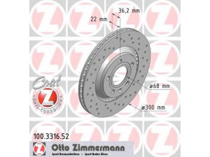 ZIMMERMANN 100.3316.52 stabdžių diskas 
 Stabdžių sistema -> Diskinis stabdys -> Stabdžių diskas
8E0 615 601 K, 8E0 615 601 R