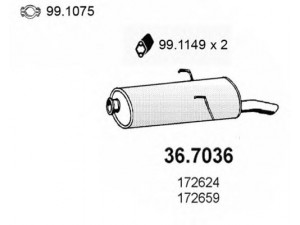 ASSO 36.7036 galinis duslintuvas 
 Išmetimo sistema -> Duslintuvas
172624, 172625, 172656, 172659