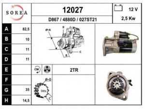 EAI 12027 starteris 
 Elektros įranga -> Starterio sistema -> Starteris
23300VC101, 23300VC10B, S13551