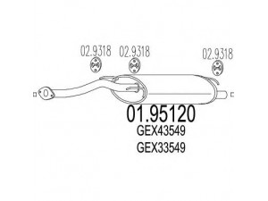 MTS 01.95120 galinis duslintuvas 
 Išmetimo sistema -> Duslintuvas
GEX33549, GEX43549