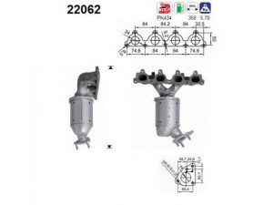 AS 22062 katalizatoriaus keitiklis 
 Išmetimo sistema -> Katalizatoriaus keitiklis
18160P2EG00, 18160P2EG01, 18160P2EG02