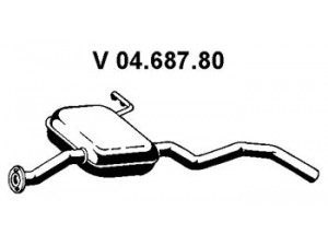 EBERSPÄCHER 04.687.80 priekinis duslintuvas 
 Išmetimo sistema -> Duslintuvas
6 157 397, 6 160 928, 6 167 237