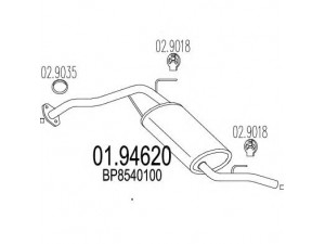 MTS 01.94620 galinis duslintuvas 
 Išmetimo sistema -> Duslintuvas
BP8540100