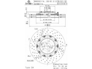 BREMBO 09.9313.33 stabdžių diskas 
 Stabdžių sistema -> Diskinis stabdys -> Stabdžių diskas
2304211212