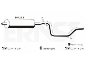 ERNST 645249 vidurinis duslintuvas 
 Išmetimo sistema -> Duslintuvas
1K0 253 209 L