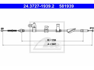 ATE 24.3727-1939.2 trosas, stovėjimo stabdys 
 Stabdžių sistema -> Valdymo svirtys/trosai
46430-0F010