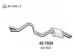 ASSO 42.7024 galinis duslintuvas 
 Išmetimo sistema -> Duslintuvas
GEX3823, NRC7185