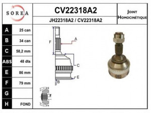 EAI CV22318A2K jungčių komplektas, kardaninis velenas 
 Ratų pavara -> Sujungimai/komplektas