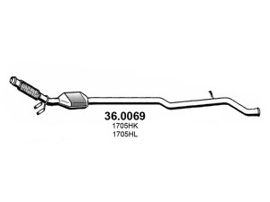 ASSO 36.0069 katalizatoriaus keitiklis 
 Išmetimo sistema -> Katalizatoriaus keitiklis
1705HK, 1705HL, 1705PV