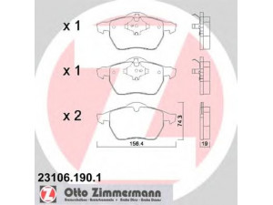 ZIMMERMANN 23106.190.1 stabdžių trinkelių rinkinys, diskinis stabdys 
 Techninės priežiūros dalys -> Papildomas remontas
272370